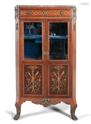 A KINGWOOD AND MARQUETRY DISPLAY CABINET, in Louis…