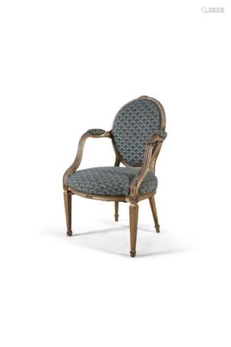 A GILTWOOD ARMCHAIR IN 'FRENCH STYLE', the circula…