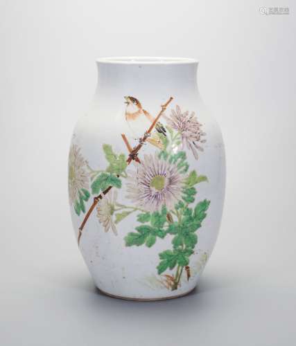 清 醴陵花鸟纹瓶