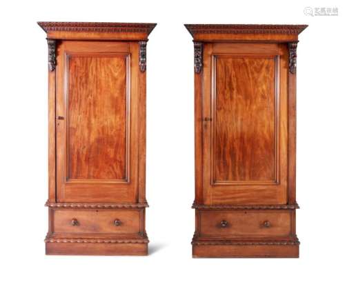 A PAIR OF EARLY VICTORIAN MAHOGANY WARDROBES BY ST…