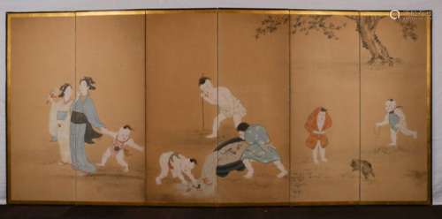 Paravent six feuilles \nJapon, période Meiji (1868 …