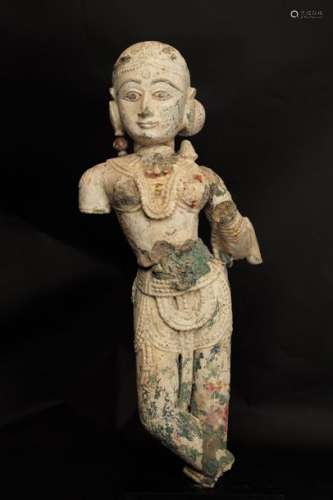 Shiva en position de tribangha. \nGrès gris à trace…