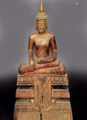 Bouddha assis en bhumisparsha mûdra prenant la ter…