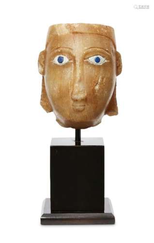 An alabaster head with inlaid eyes, South Arabia, 1st century B.C. - 1st century A.D., South Arabia,