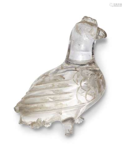 A Parthian carved rock crystal figure of a bird, Iran, circa 2nd-3rd century, with delineated