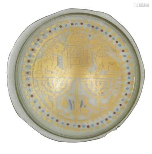A reproduction Jewish sandwich gold-glass medallion, 20th century, decorated in two registers in