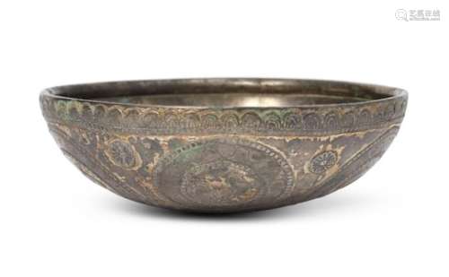 A Sasanian gilt silver bowl, Iran, circa 6th-7th century A.D., the deep hemispherical bowl with