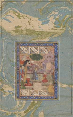 An illustration to the Khamsa of Nizami, Qazvin, North Iran, mid-16th century, gouache on paper