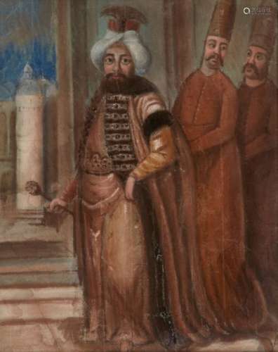 A portrait of Sultan Ahmed III, European school, pastel on paper, based on a painting of the same