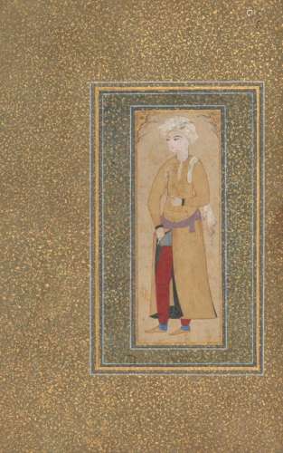 Portrait of a handsome youth, Ottoman Turkey, 17th century, opaque pigments heightened with gold
