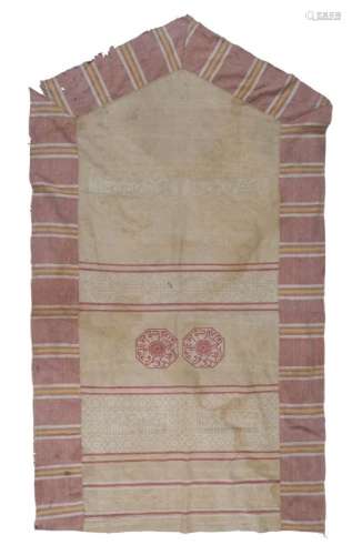 A woven cotton flag or banner, Egypt, 19th century, the central panel formed of a series of bands on