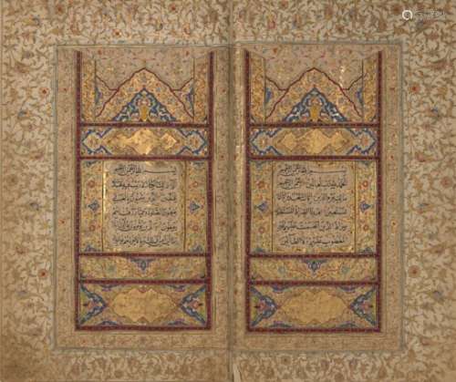 A Qur'an, signed Ibrahim al-Qummi, dated 1201AH/1786-87AD., Iran, 192ff. plus 4 fly leaves, Arabic