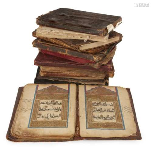 A group of 14 Chinese Qur'an juz, China, 17th-19th century, all in black Chinese style Muhaqqaq