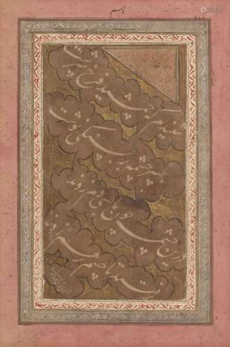 A rare quatrain in découpage calligraphy, signed by Fahri of Bursa, Turkey, Ottoman, late 16th