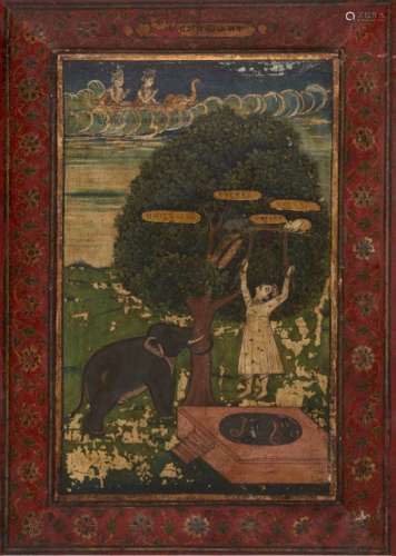 Three Jain paintings on wood, Jaipur school, late18th-early 19th century, gouache heightened with
