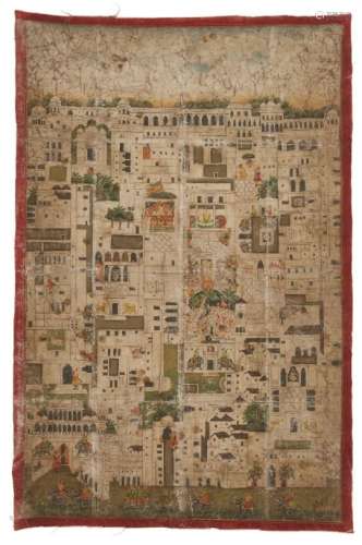 A large painting on cloth, Mewar or Udaipur, India, mid-19th century, opaque watercolour with silver