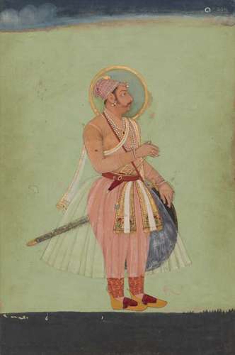 A portrait of Maharaja Jaswant Singh of Jodhpur, 1660-1670, gouache on paper heightened with gilt,