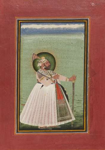 Portrait of Maharana Sangram Singh (r. 1710-1734AD.), Mewar, Rajasthan, 19th century, opaque