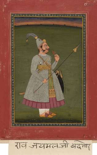 Portrait of Rao Jaimal of Badnore (1507-1568AD.), Rajasthan, 19th century, opaque pigments on