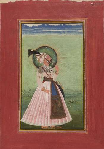 Portrait of Arjun Singh, Mewar, Rajasthan, 19th century, opaque pigments on paper heightened with