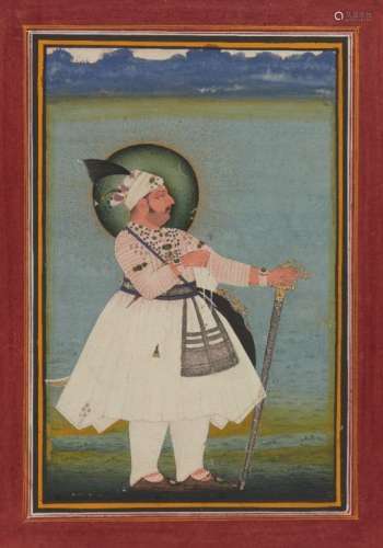 Portrait of nobleman holding a khanda, Mewar, Rajasthan, 19th century, opaque pigments on paper