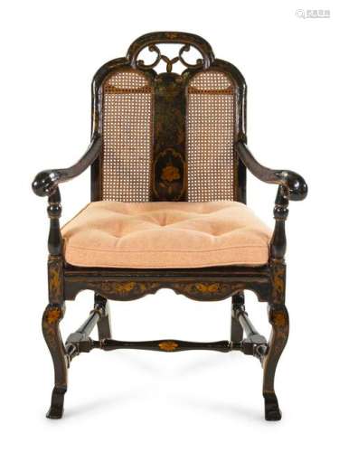 A Pair of Dutch Chinoiserie-Lacquered Armchairs