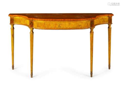 A George III Marquetry, Satinwood and Giltwood Console