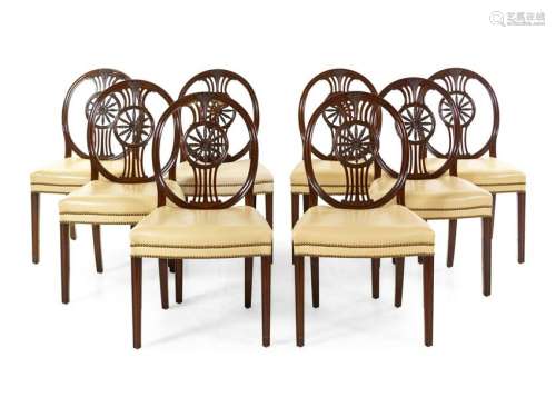 A Set of Eight Regency Style Carved Mahogany