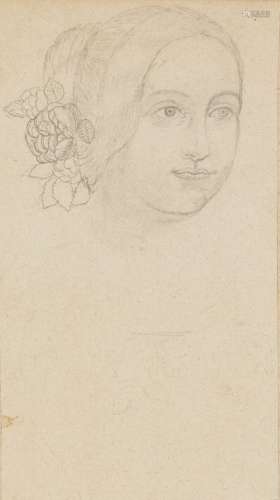 Three study portraits of ladies, India, 19th century, pencil on paper, two of Europeans and the