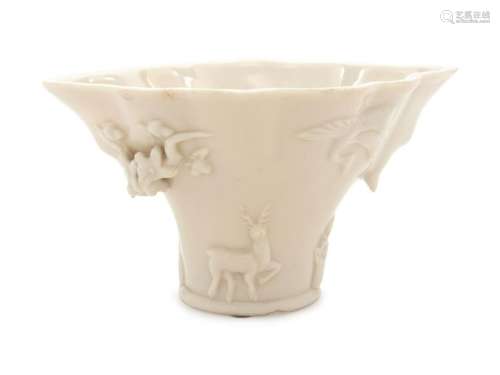 A Chinese Blanc-de-Chine Porcelain Cup
