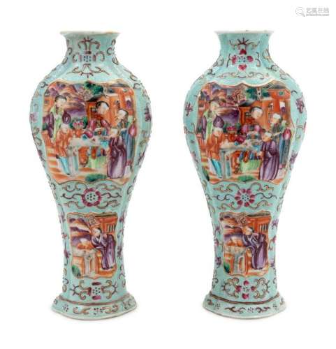 A Pair of Chinese Export Painted Porcelain Vases