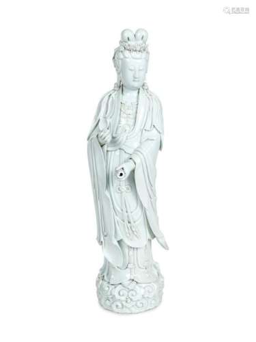 A Large Chinese Blanc-de-Chine Porcelain Figure