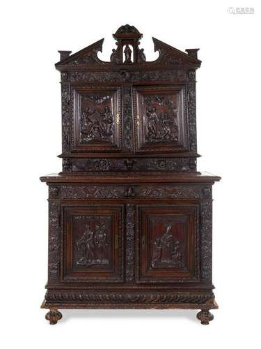 A Henri IV Carved Walnut Cupboard