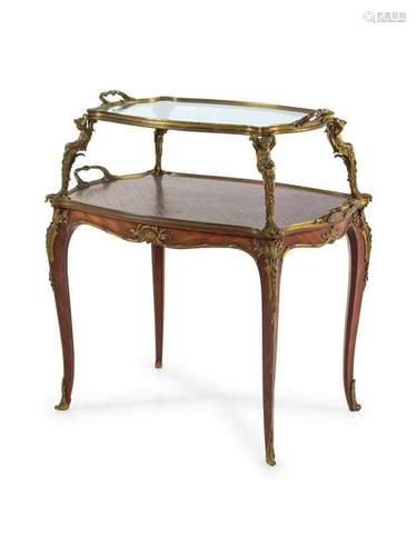 A Louis XV Style Gilt Bronze Mounted Two-Tier Table