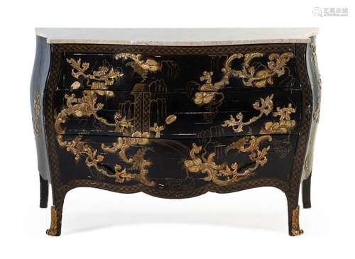 A Louis XV Style Chinoiserie Lacquered Commode