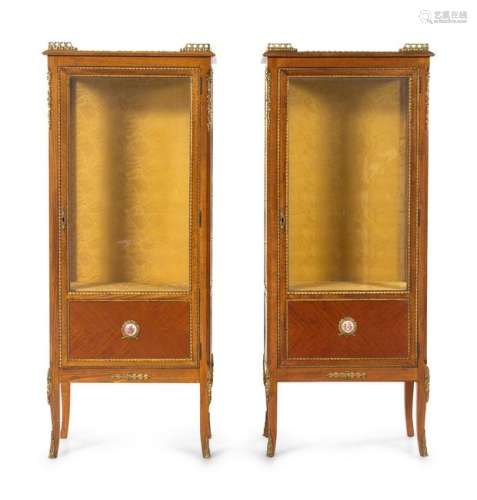 A Pair of Louis XVI Style Gilt Metal and Porcelain