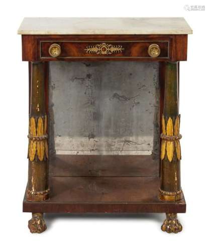 An Empire Parcel Gilt and Figured Mahogany Marble-Top