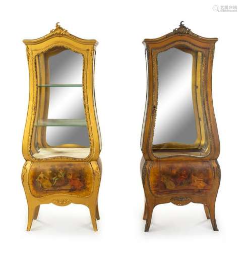 A Pair of Gilt Bronze Mounted Vernis Martin Vitrine