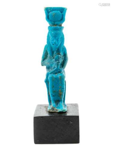 An Egyptian Faience Amulet of Isis and Horus