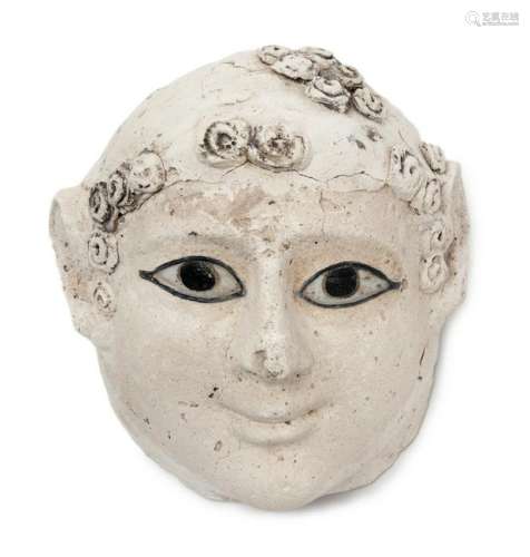 An Egyptian Stucco Funerary Mask of an Infant