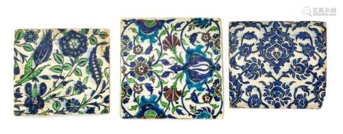 Three Ottoman Syrian Tiles