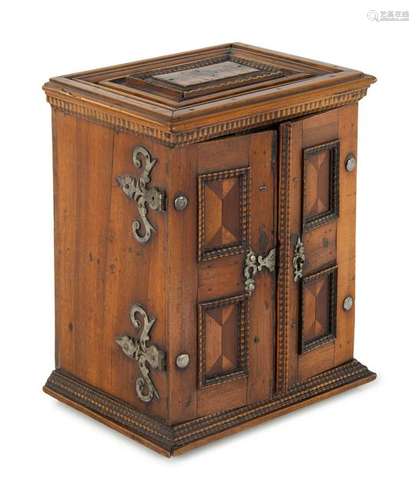 A Continental Parquetry Jewelry Cabinet