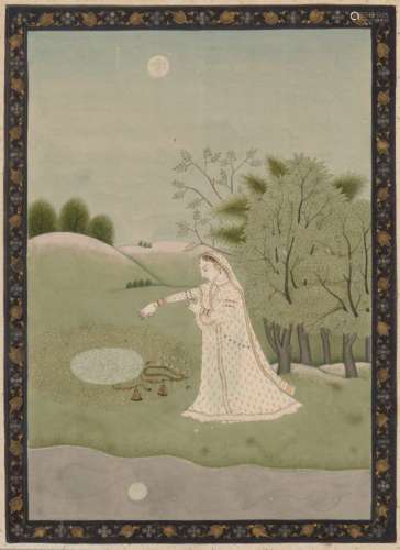 An illustration to a Nayika series: Vipralabdha Nayika, Kangra, North India, circa 1820-30, opaque
