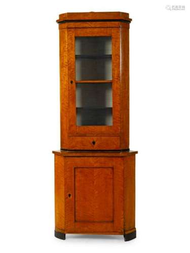 A Biedermeier Birch Corner Cabinet