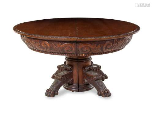 A Renaissance Revival Carved Oak Extension Table