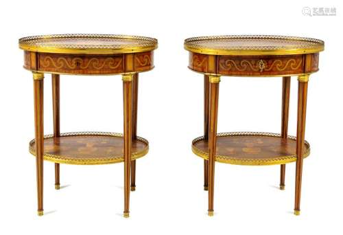 A Pair of Continental Gilt Metal Mounted Marquetry Side