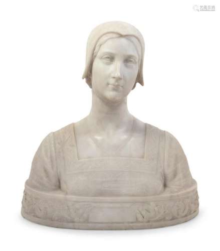 A Continental Carved Marble Bust