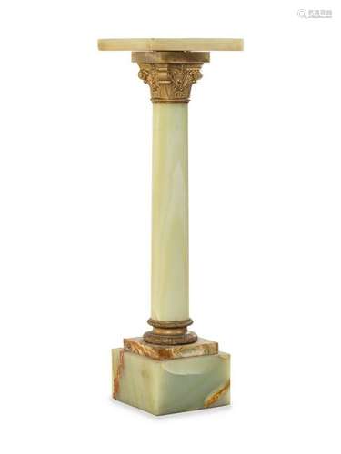 A Continental Gilt Bronze and Onyx Pedestal