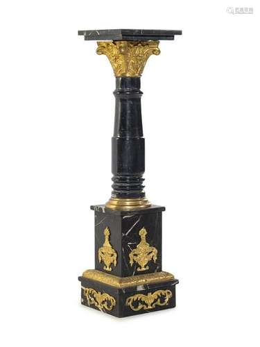 A Continental Gilt Bronze and Marble Pedestal