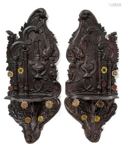 A Pair of Ottoman Carved Turban Stands (Kavukluk)